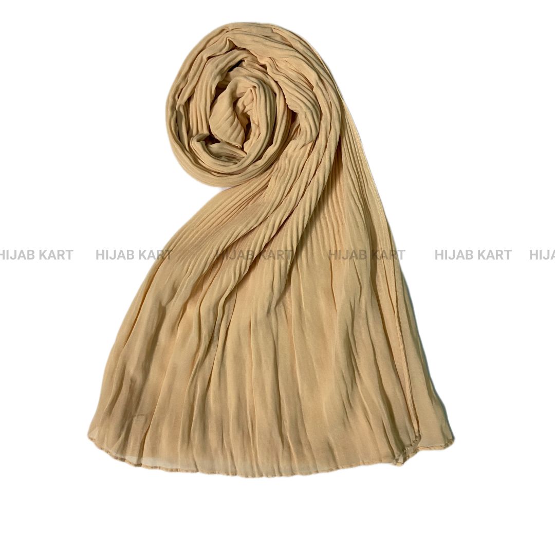 Half-Pleated Ribbed Chiffon Hijab