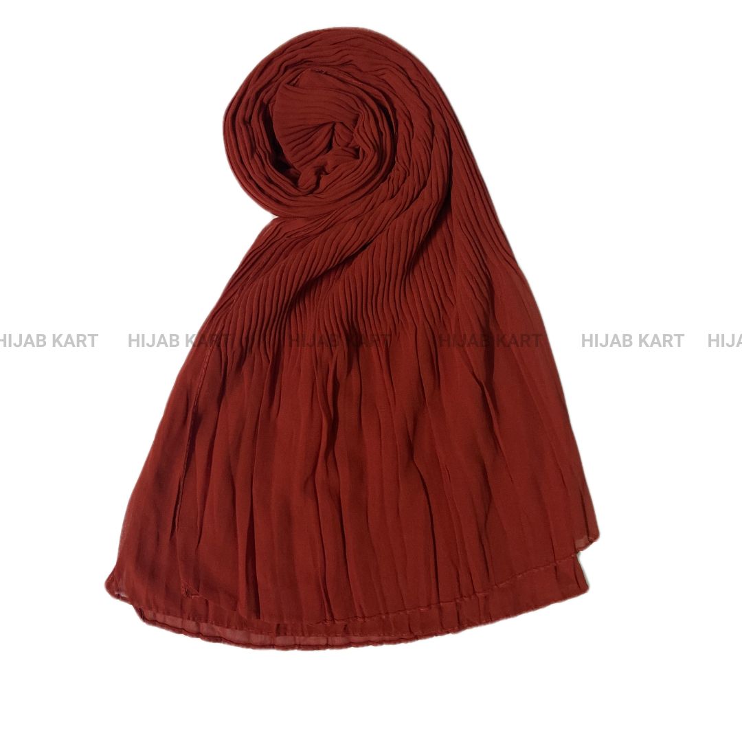 Half-Pleated Ribbed Chiffon Hijab