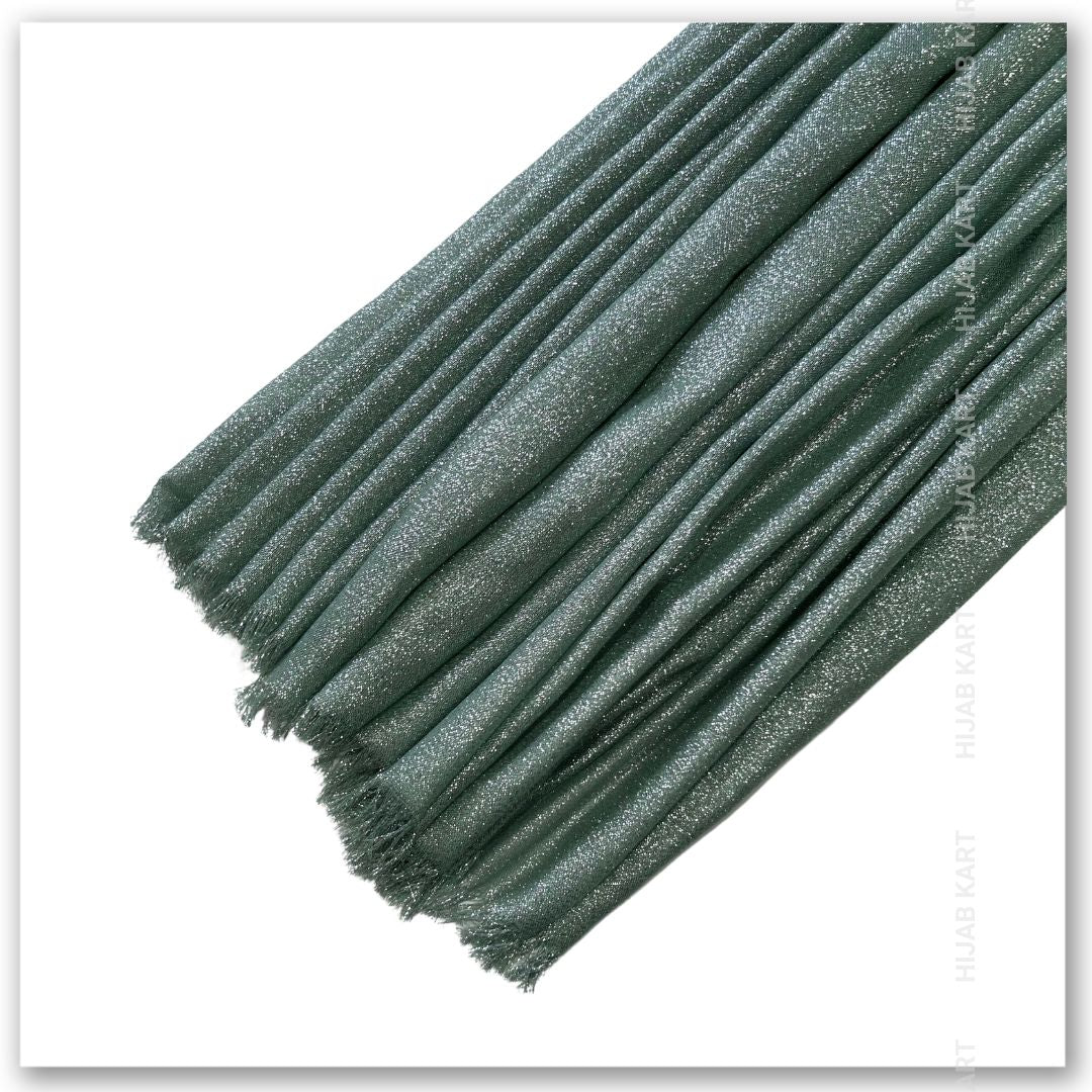 Green Cotton Shimmer Hijab | Party & Wedding Wear Cotton Hijab | Summer Hijab