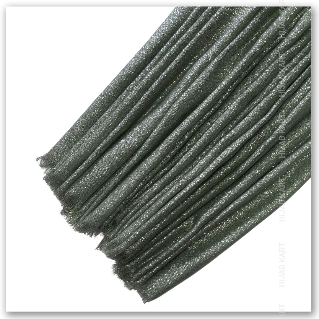 Green Cotton Shimmer Hijab | Party & Wedding Wear Cotton Hijab | Summer Hijab
