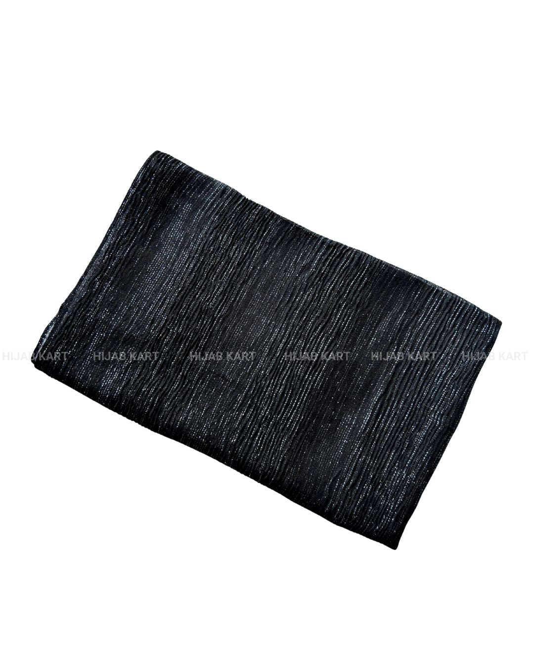 Rich Black- Cotton Shimmer Crushed Hijab