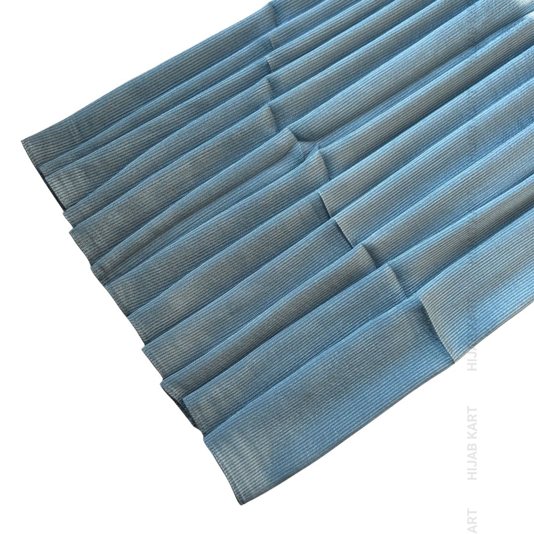 Baby Blue- Ribbed Caramel Satin Hijab
