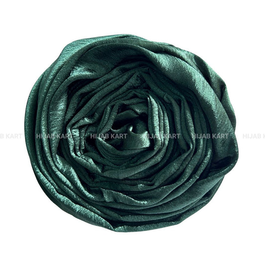 Bottle Green- Luxe Shimmer Crushed Satin Hijab