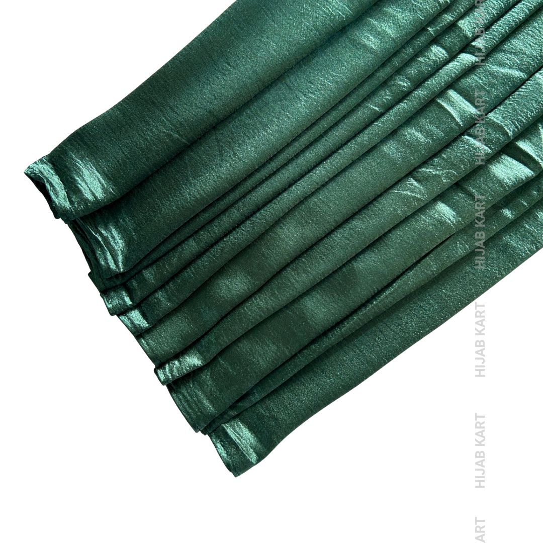Bottle Green- Luxe Shimmer Crushed Satin Hijab