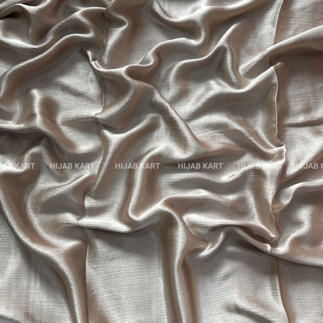 Textured Crepe Satin Hijab- Champagne Beige
