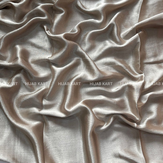 Textured Crepe Satin Hijab- Champagne Beige
