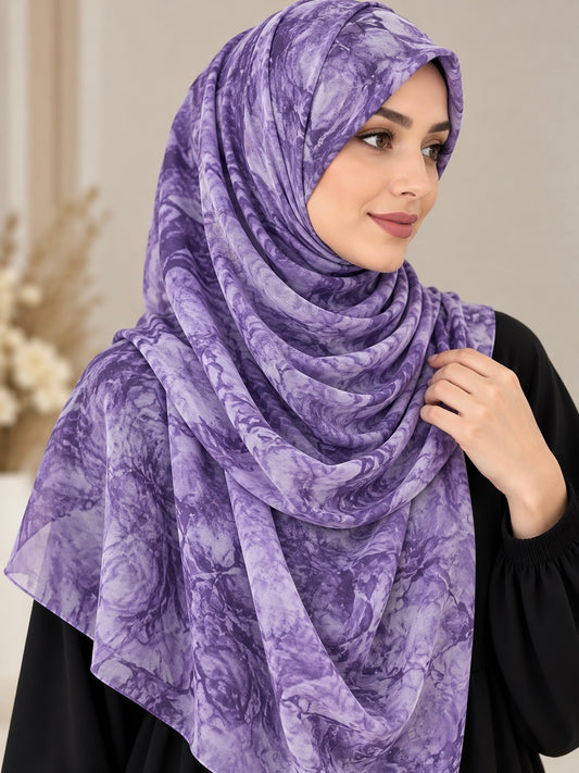 Lavender Marble - Tie Dye Chiffon Hijab