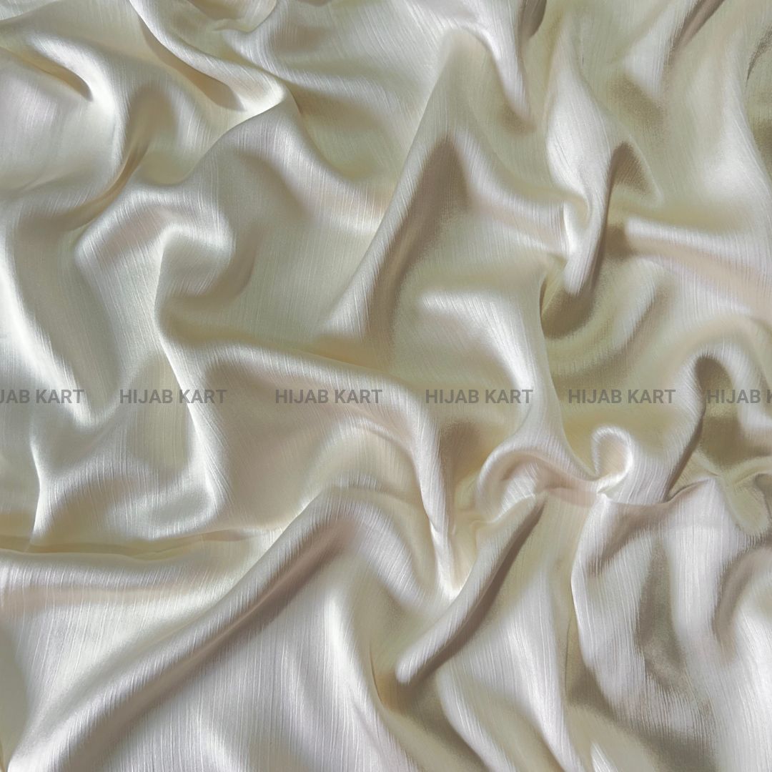 Textured Crepe Satin Hijab- Cream