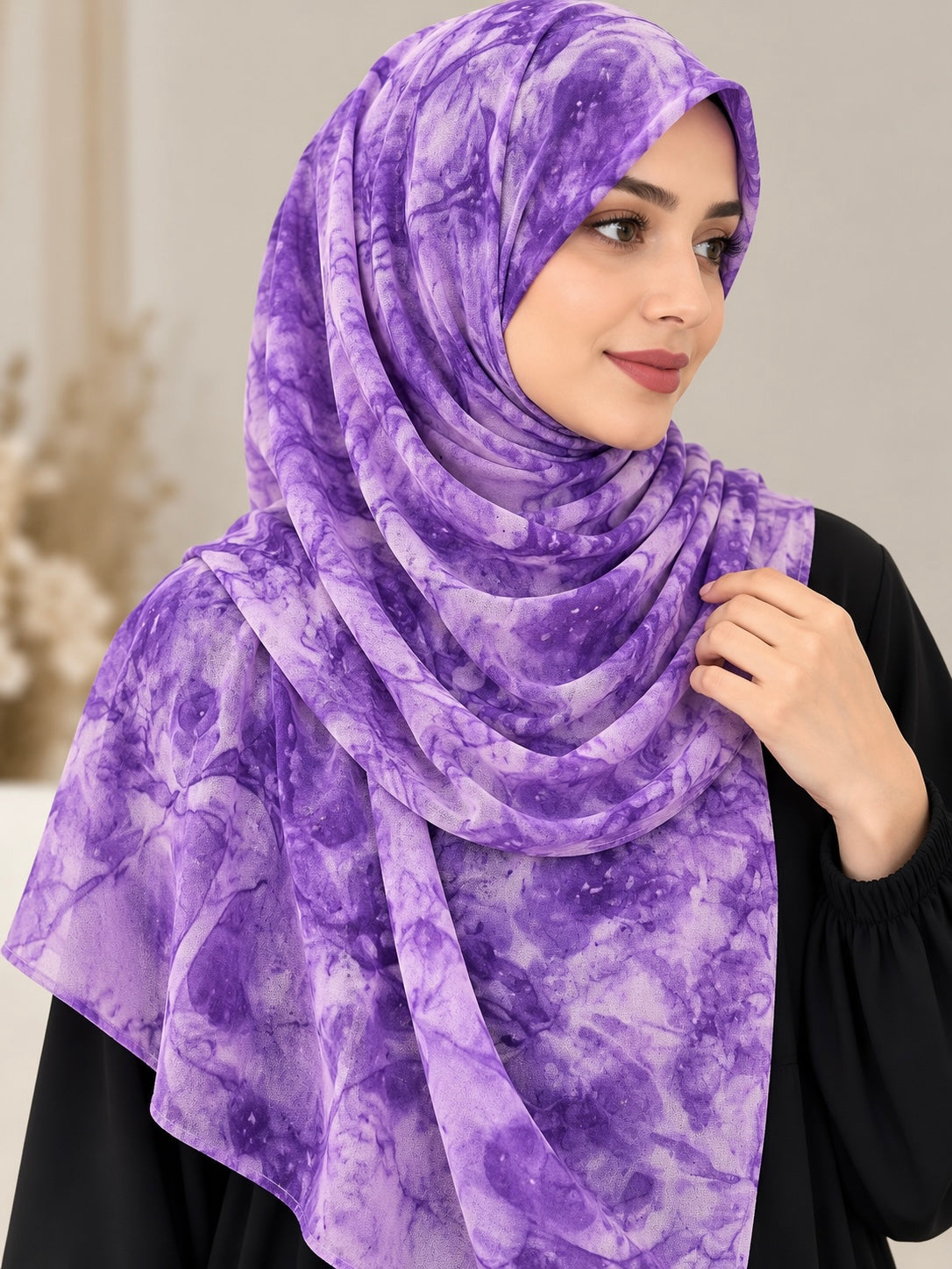 Orchid Purple - Tie Dye Chiffon Hijab