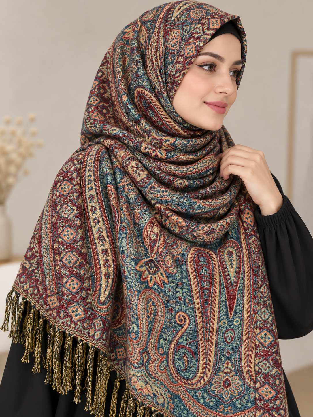Vintage Teal - Paisley Pashmina Hijab