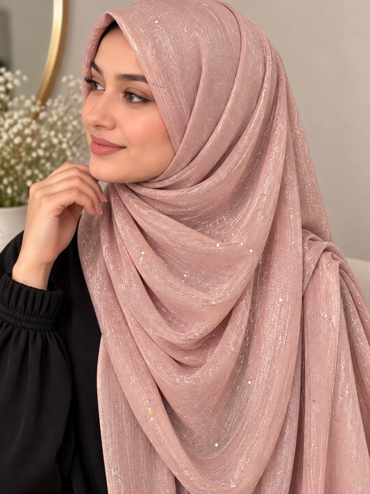 Pink Peach- Flowy Organza Sparkle Hijab