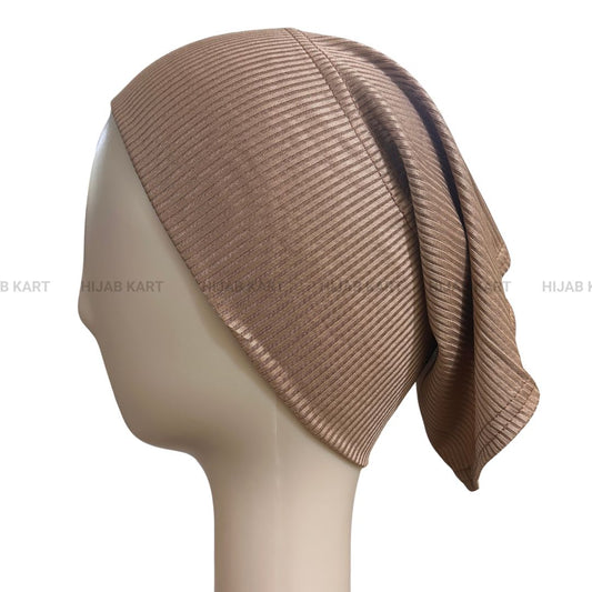 Luxe Ribbed Hijab Undercap- Nude Brown