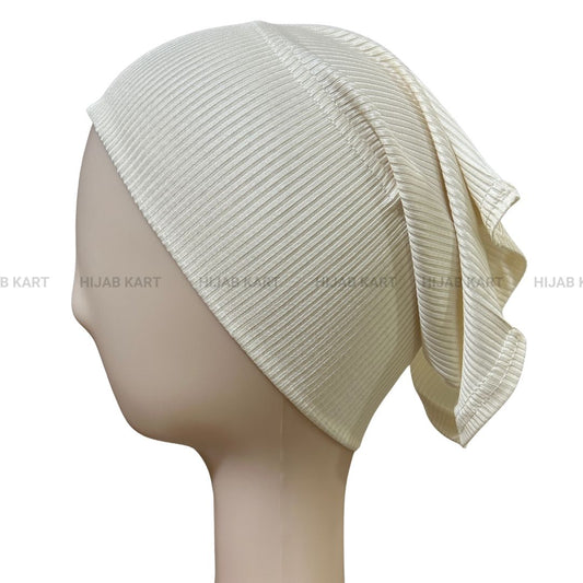 Luxe Ribbed Hijab Undercap- White Cream