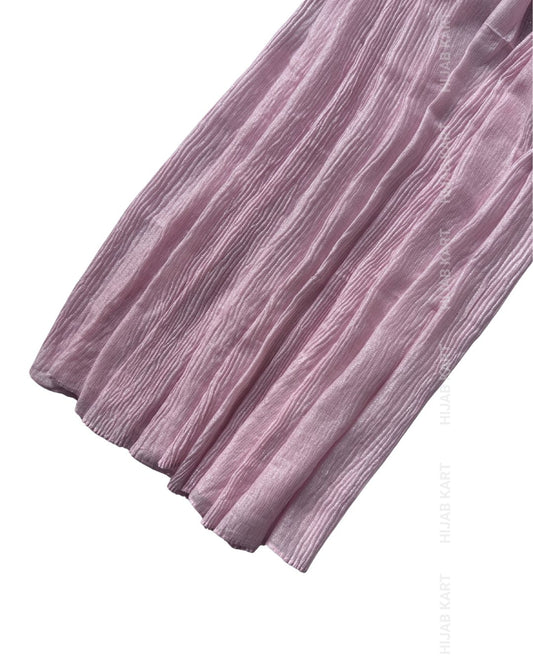 Baby Pink- Cotton Shimmer Crushed Hijab