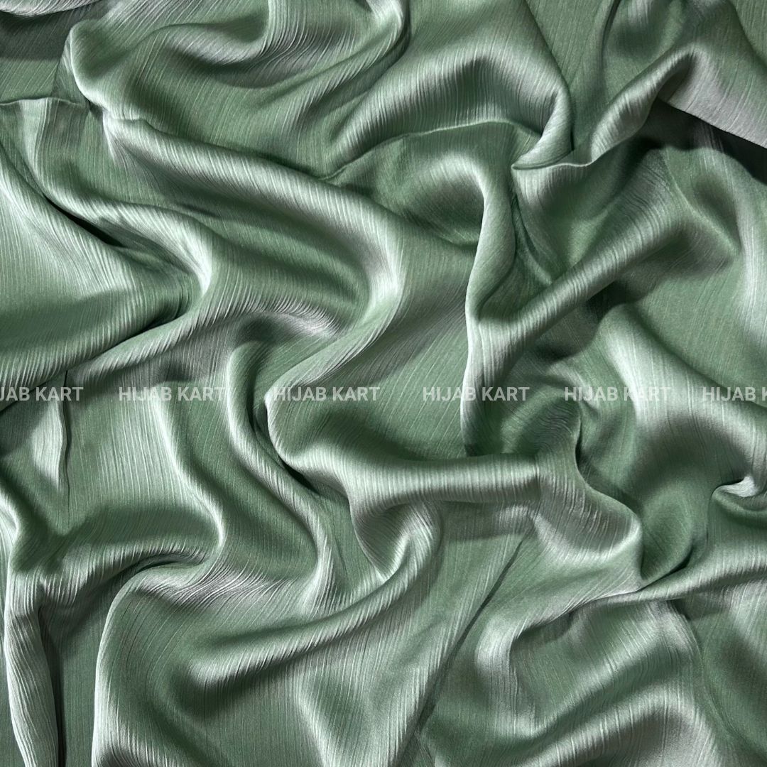 Textured Crepe Satin Hijab- Glacial Green
