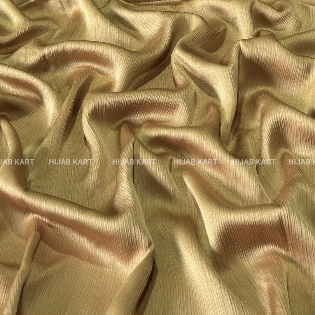 Textured Crepe Satin Hijab- Golden