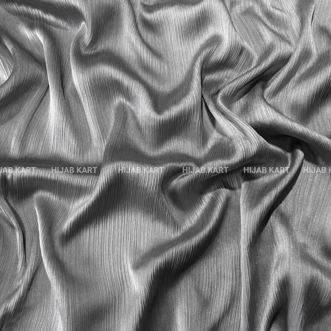 Textured Crepe Satin Hijab- Metallic Grey