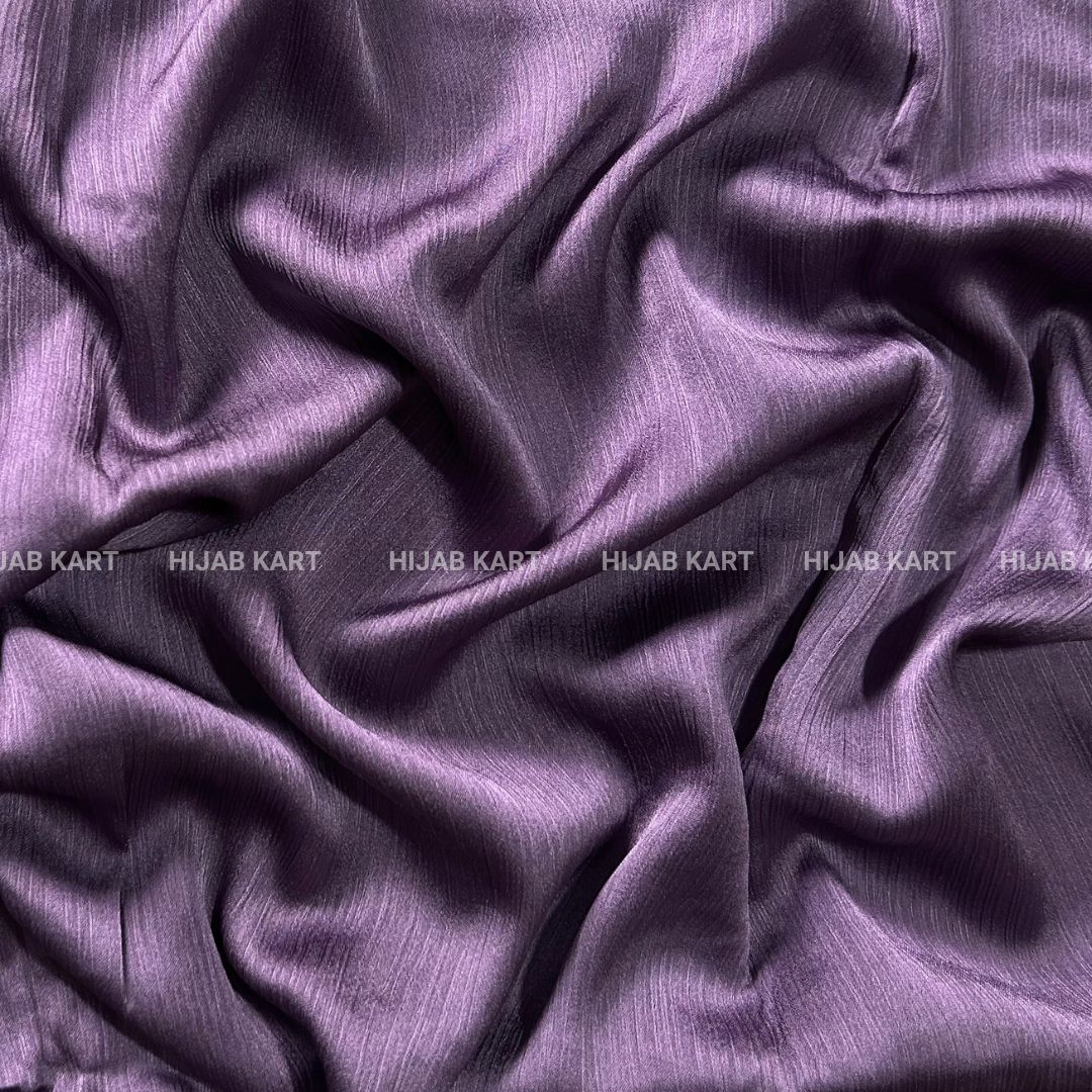 Textured Crepe Satin Hijab- Dusty Purple