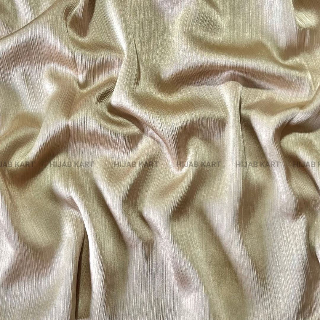 Textured Crepe Satin Hijab- Champagne Gold