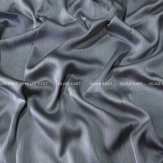 Textured Crepe Satin Hijab- Metallic Grey