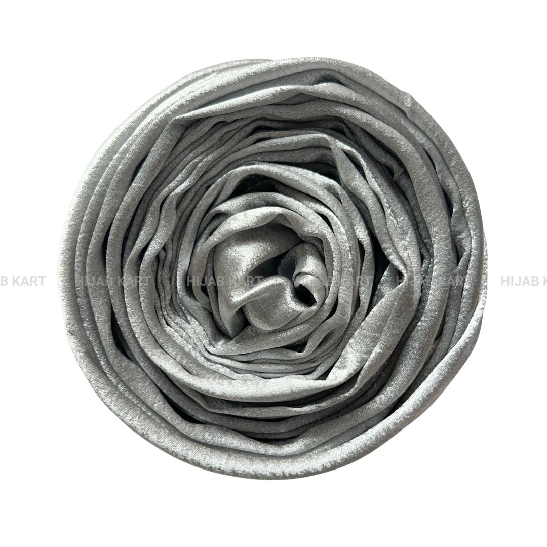 Silver- Luxe Shimmer Crushed Satin Hijab