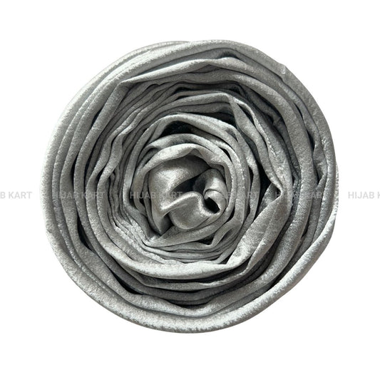 Silver- Luxe Shimmer Crushed Satin Hijab