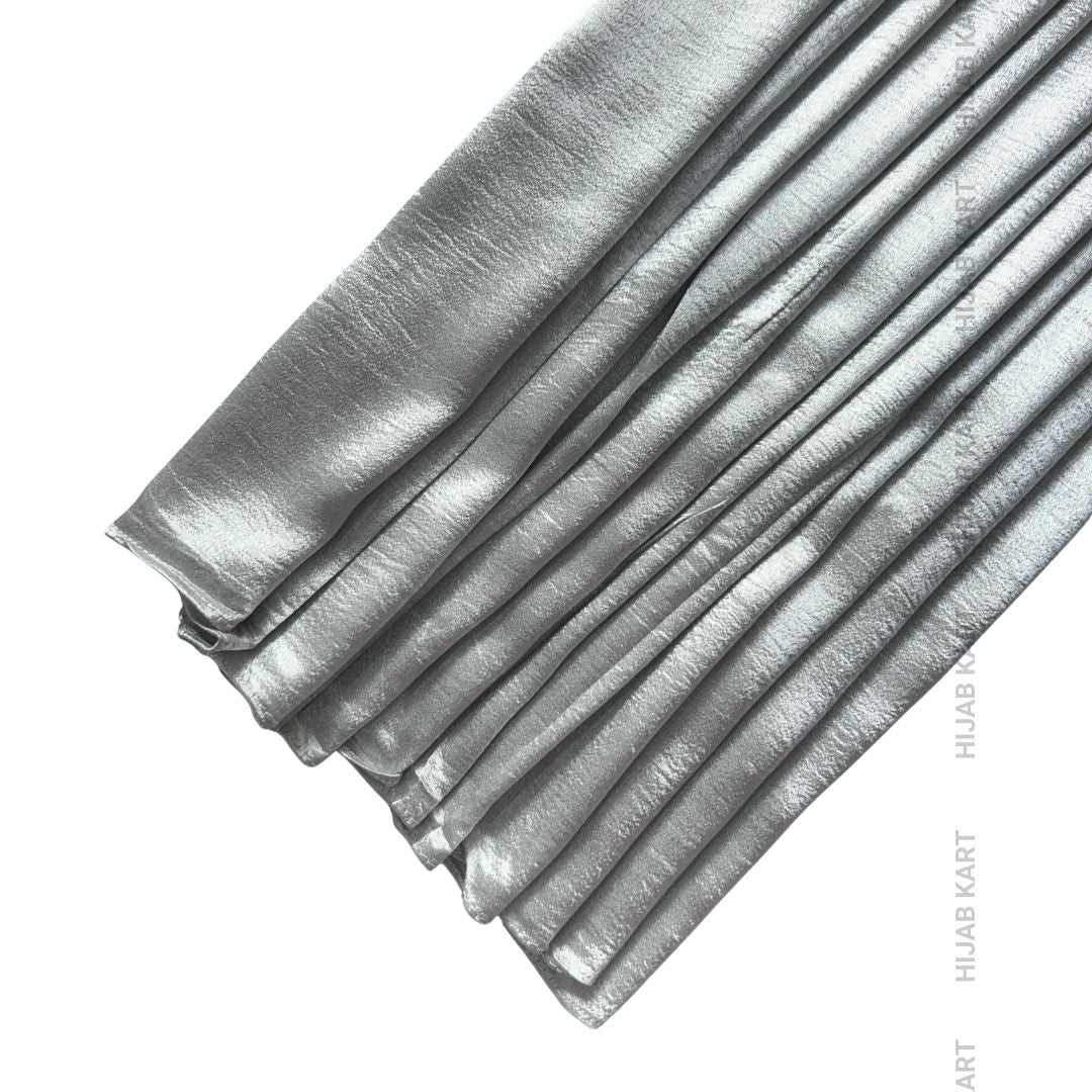 Silver- Luxe Shimmer Crushed Satin Hijab