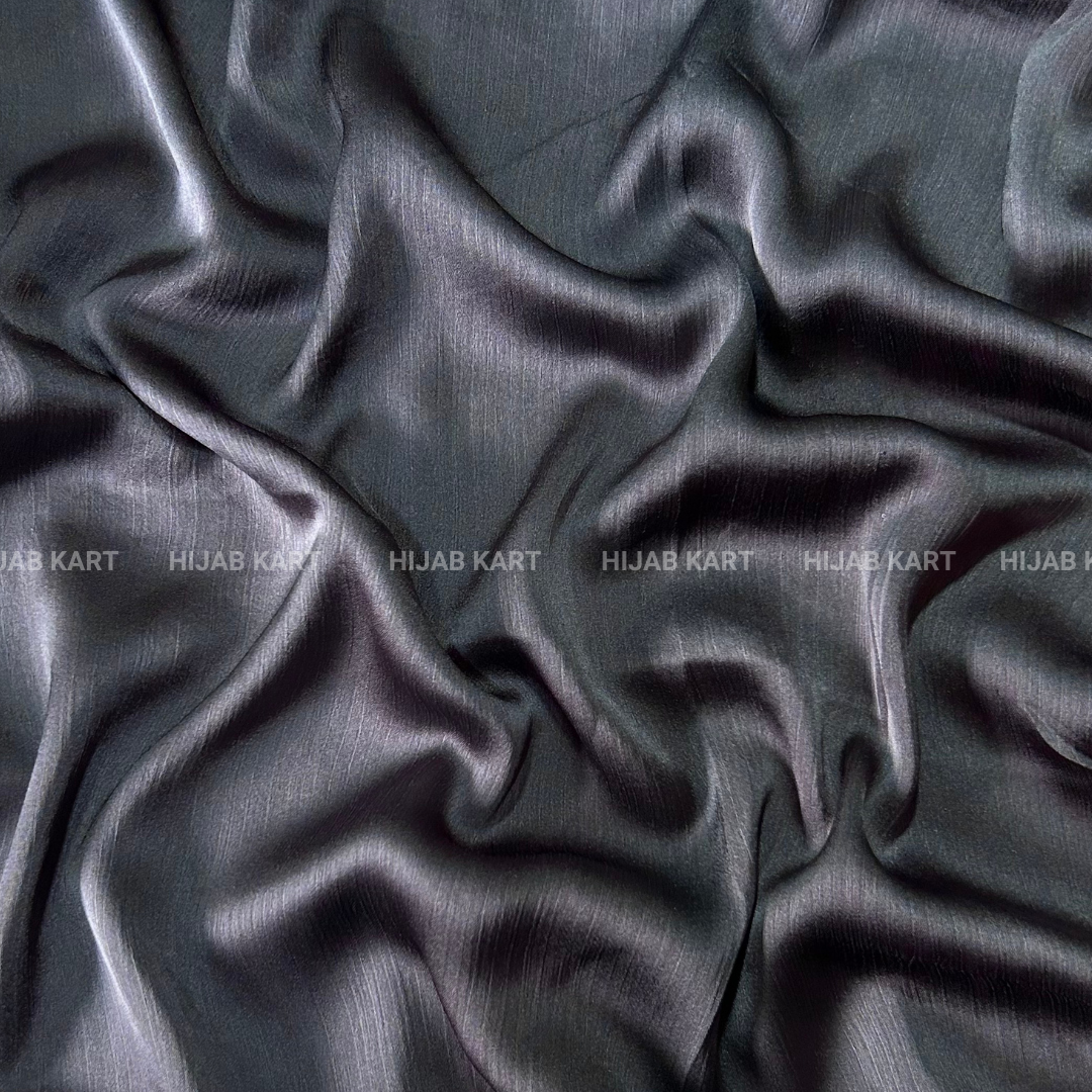 Silver Black- Textured Crepe Satin Hijab