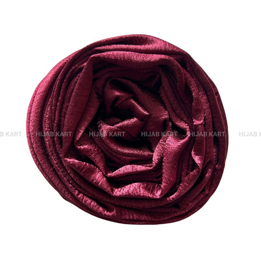 Maroon- Luxe Shimmer Crushed Satin Hijab