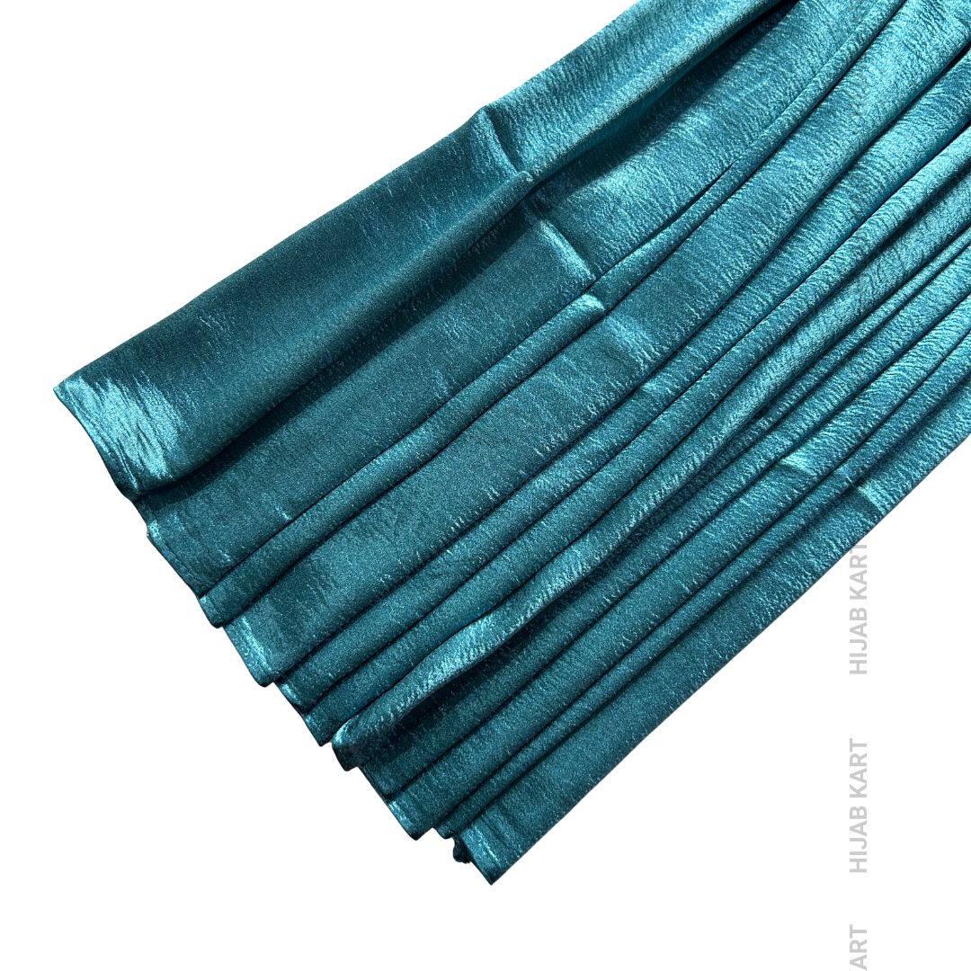 Teal Blue- Luxe Shimmer Crushed Satin Hijab