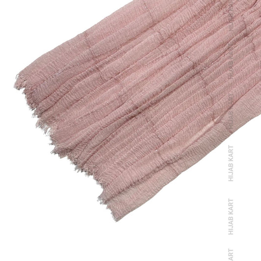 Soft Pink- Premium Shimmer Line Cotton Crinkled Hijab