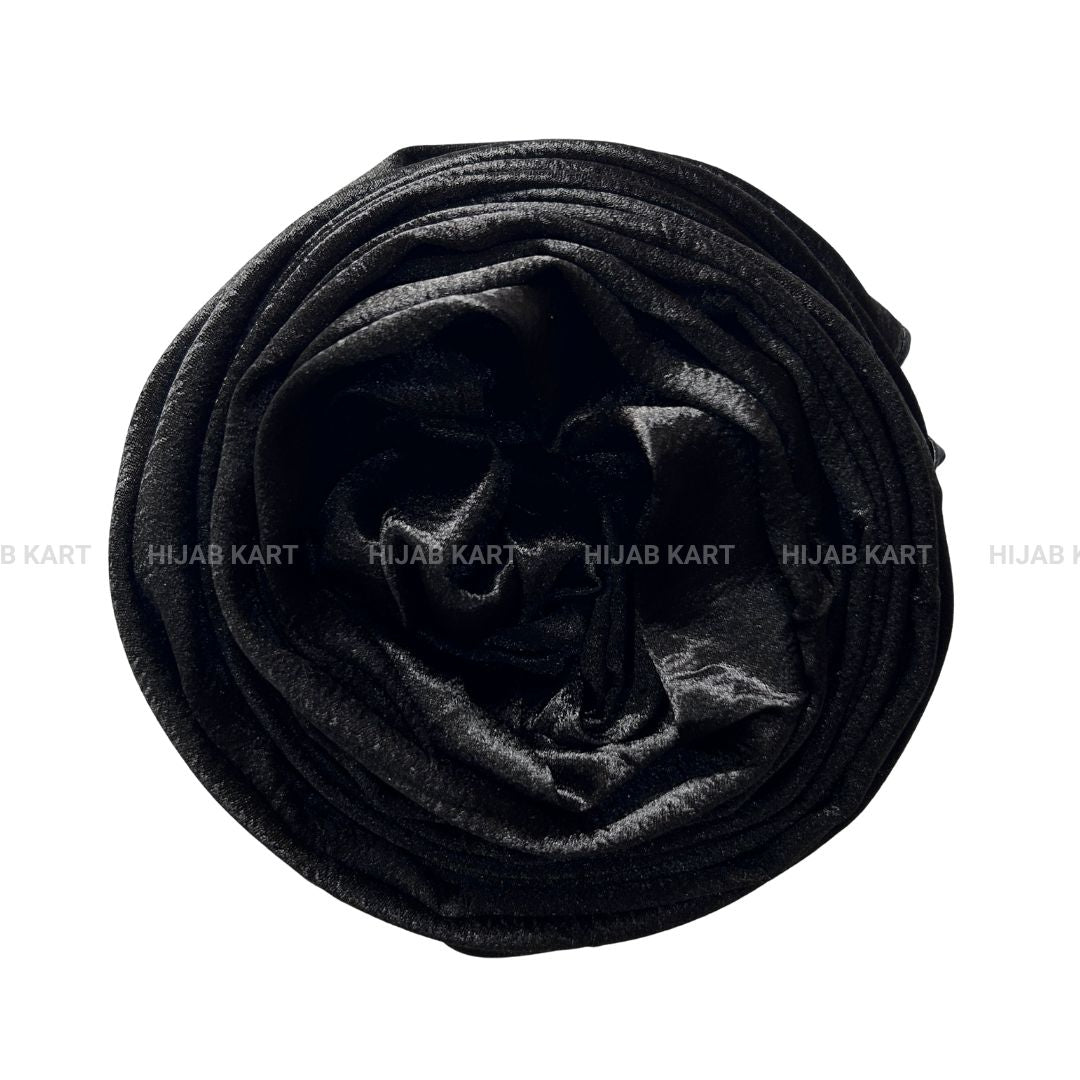 Black Rose- Luxe Shimmer Crushed Satin Hijab