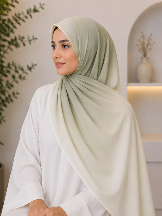 Sage Whisper- Ombre Chiffon Hijab