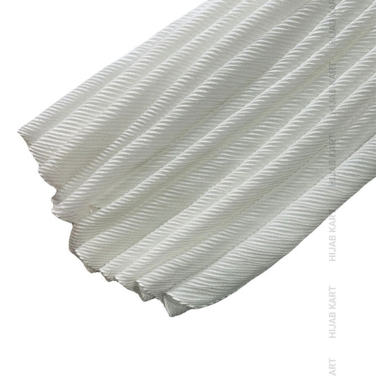 White- Luxe Cotton Pleated Shimmer Hijab