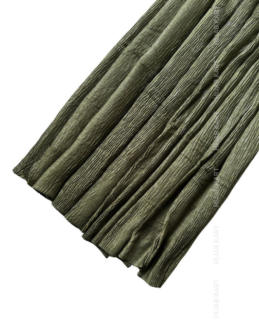 Olive Green- Cotton Shimmer Crushed Hijab