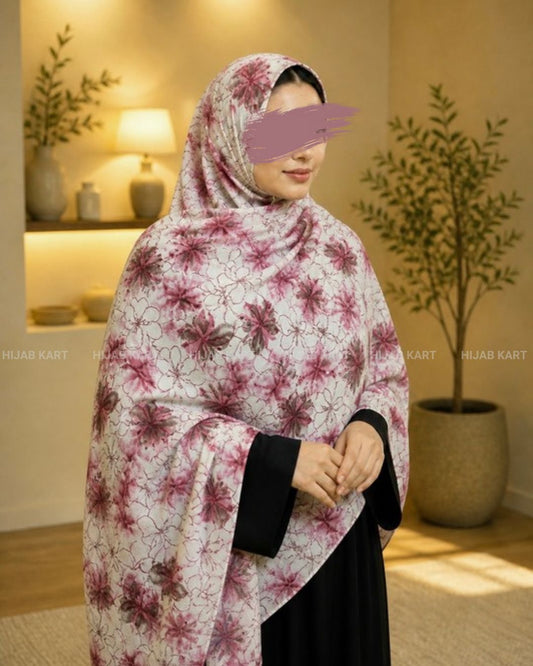 Floral Blush- Elara Namaz Dupatta