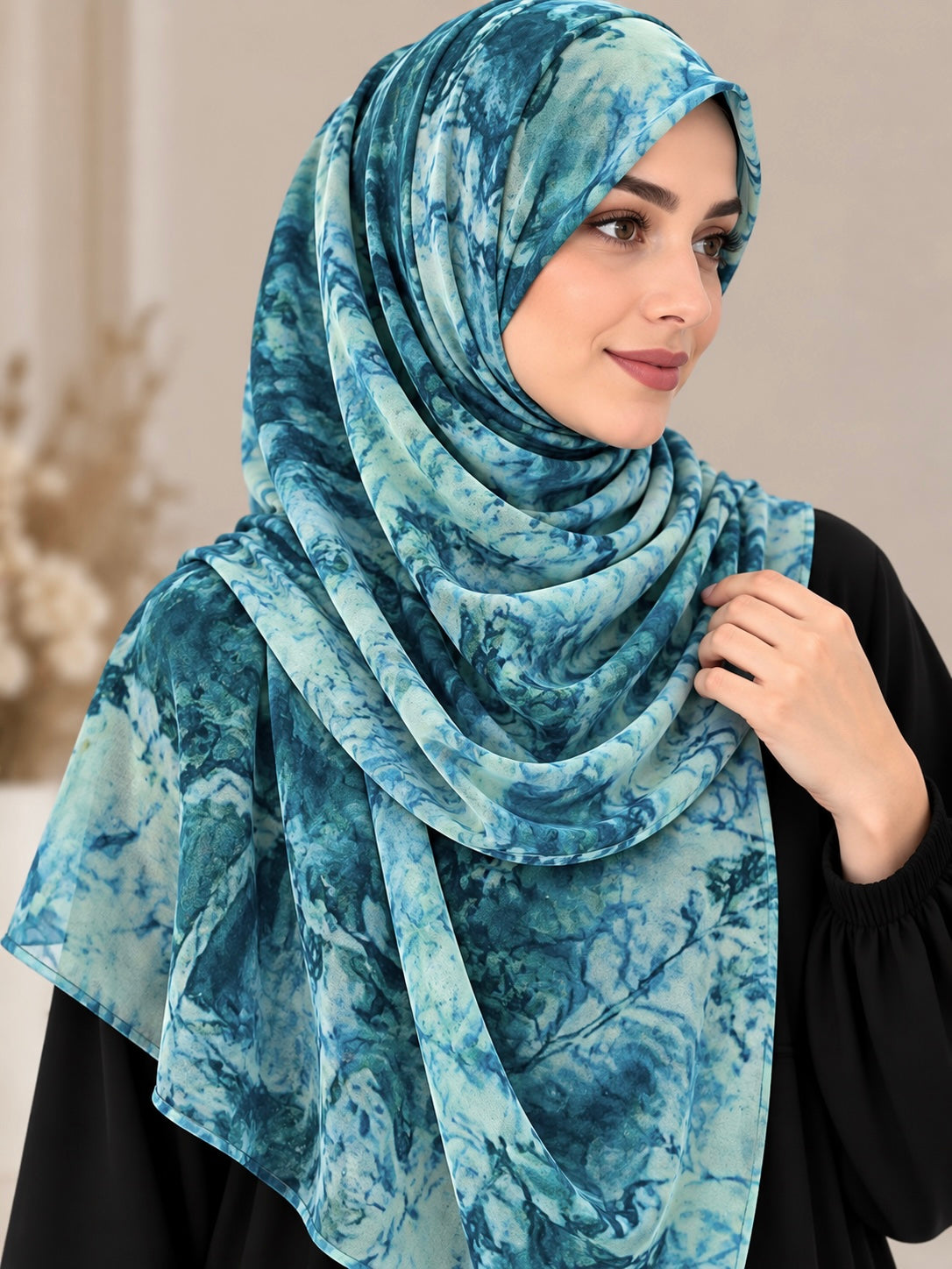 Teal Ocean - Tie Dye Chiffon Hijab