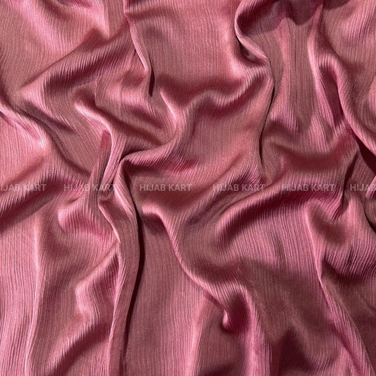 Textured Crepe Satin Hijab-Rust Pink