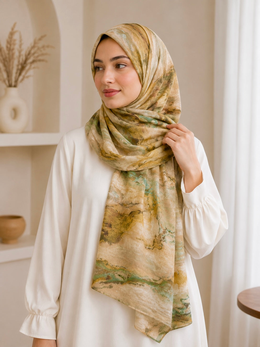 Oasis Wash- Modal Cotton Marble Print Hijab