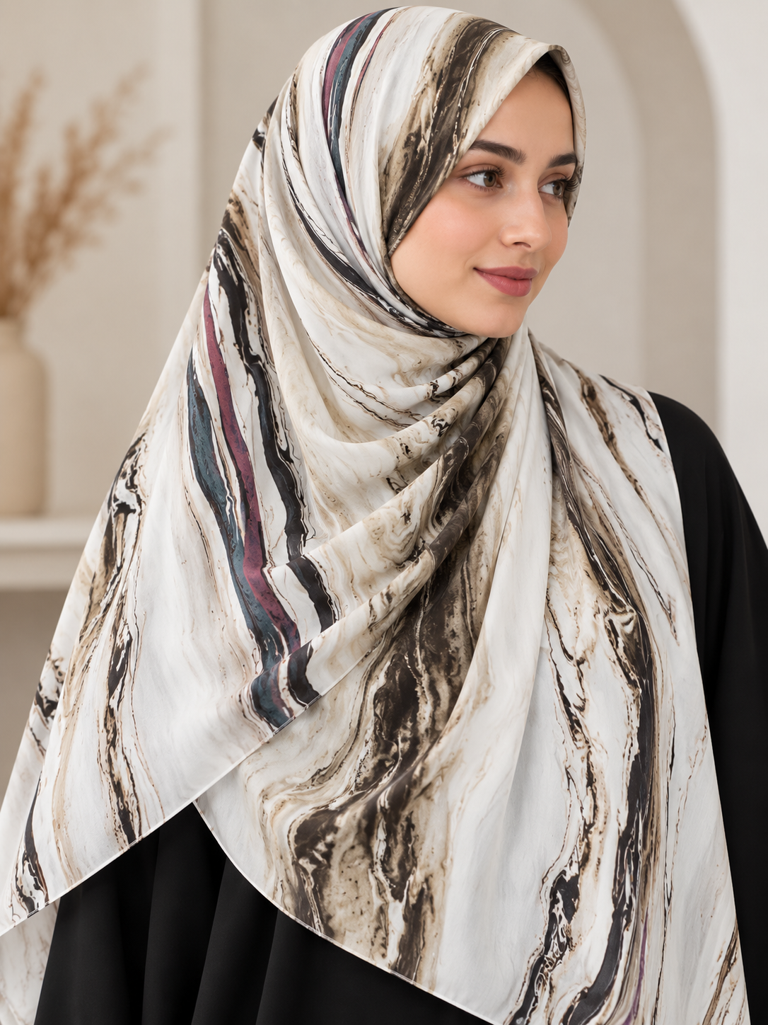 Earthy Marble - Abstract Print CY Cotton Hijab