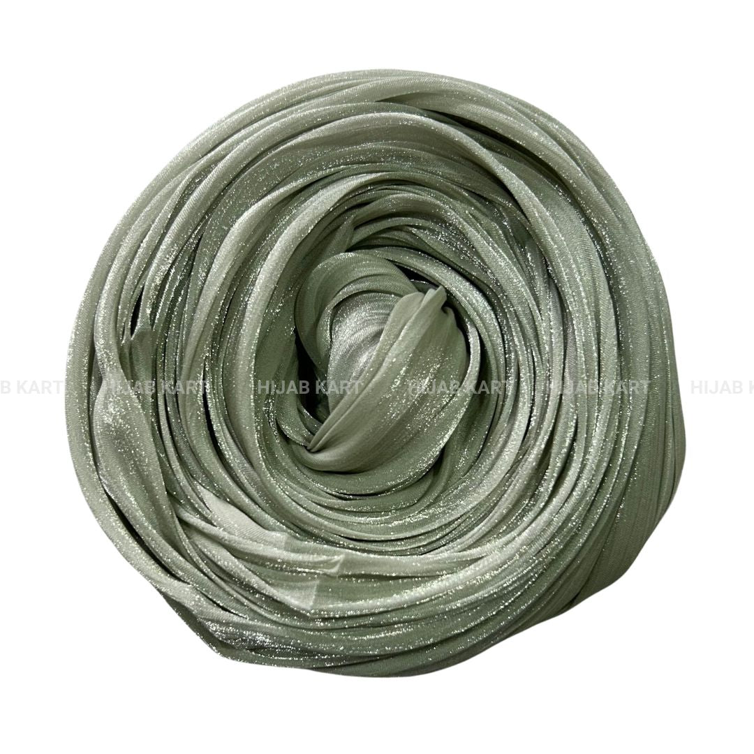 Pista Green- Flowy Organza Shimmer Hijab