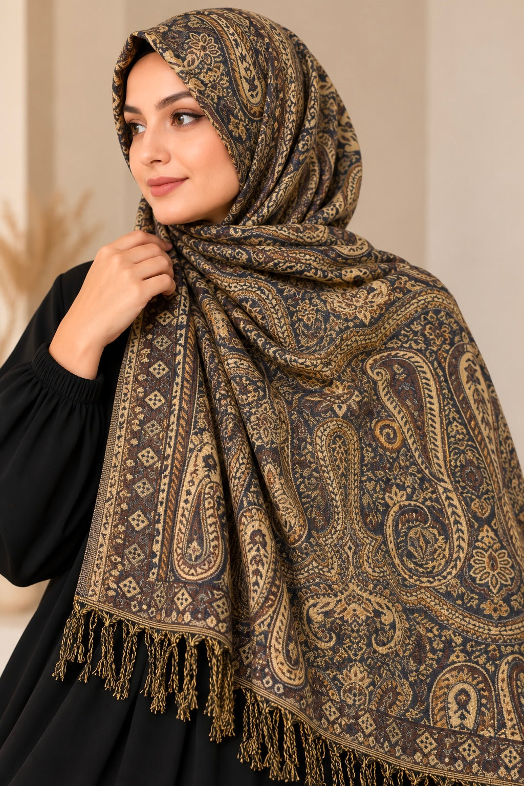 Bronzed Espresso - Paisley Pashmina Hijab