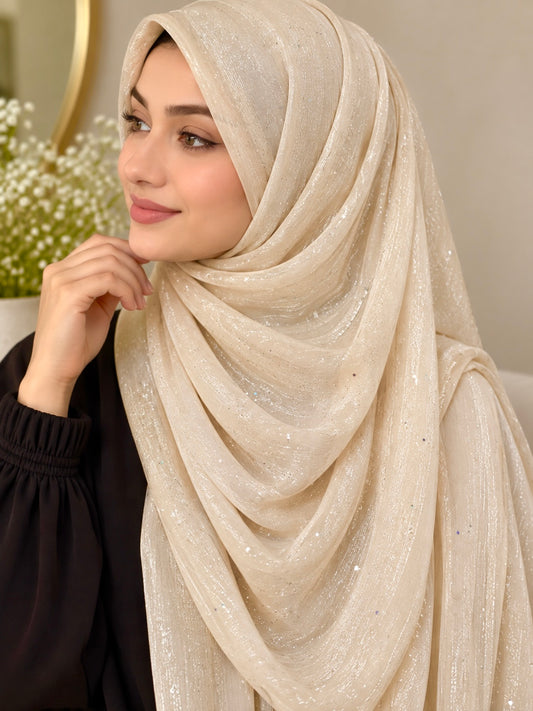 Peach- Flowy Organza Sparkle Hijab
