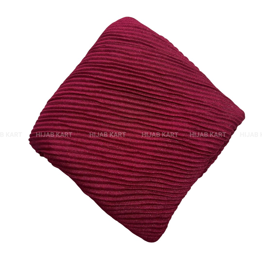 Red- Luxe Cotton Pleated Shimmer Hijab