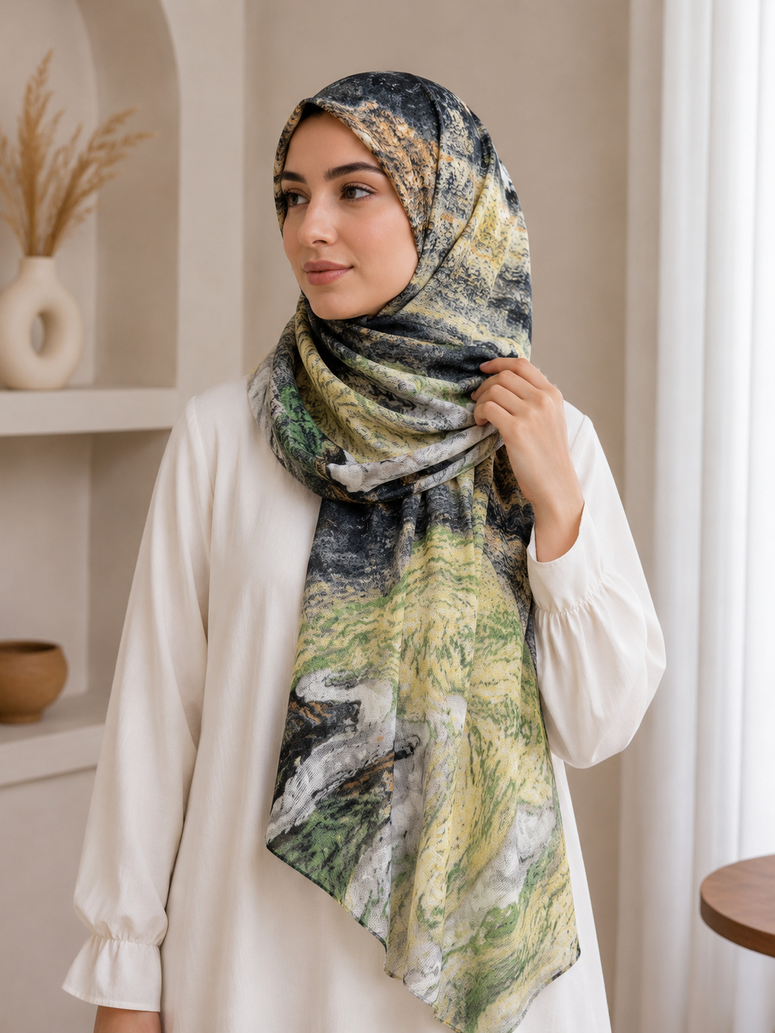 Moss & Stone- Modal Cotton Marble Print Hijab