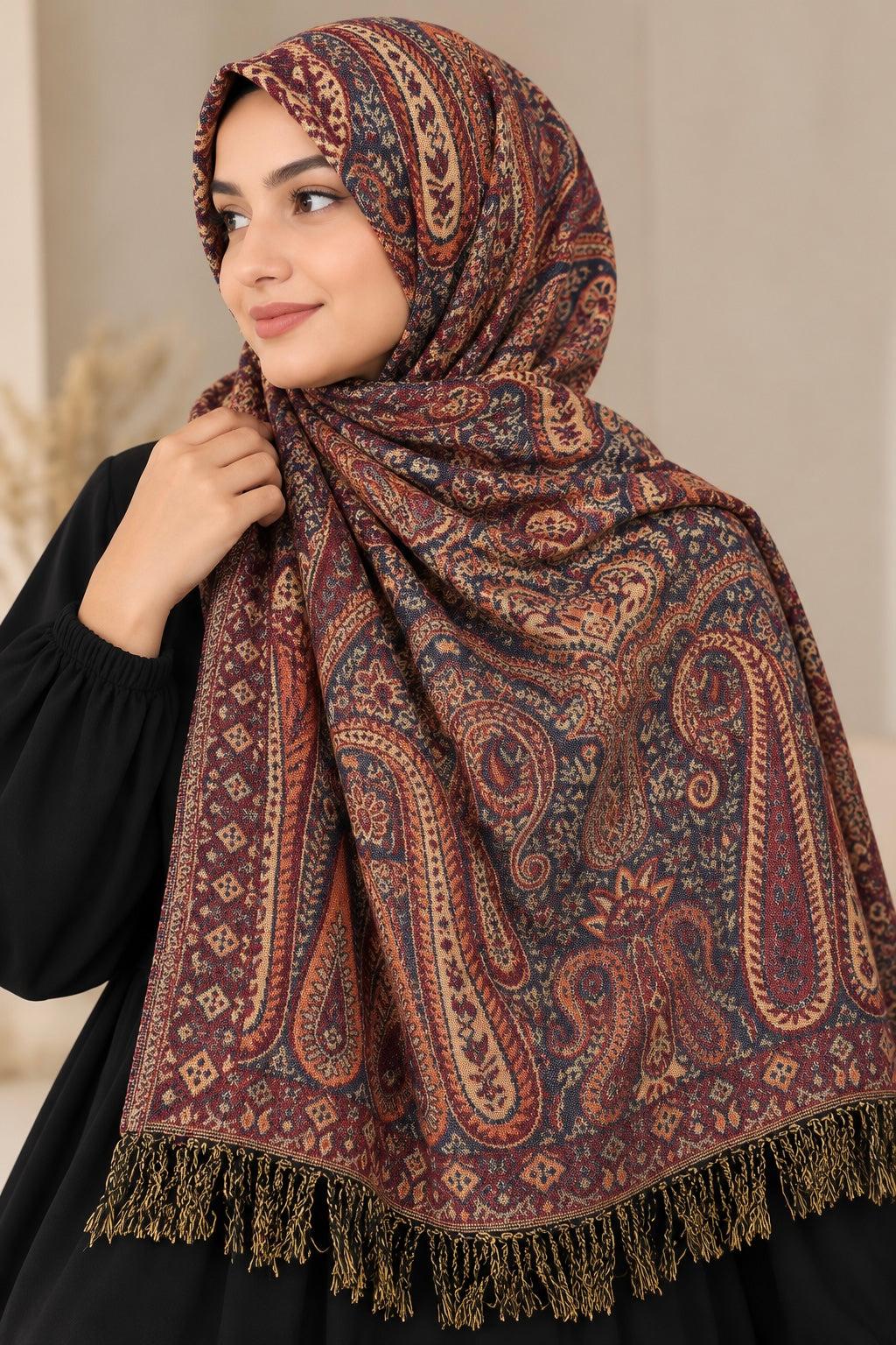 Antique Maroon - Paisley Pashmina Hijab