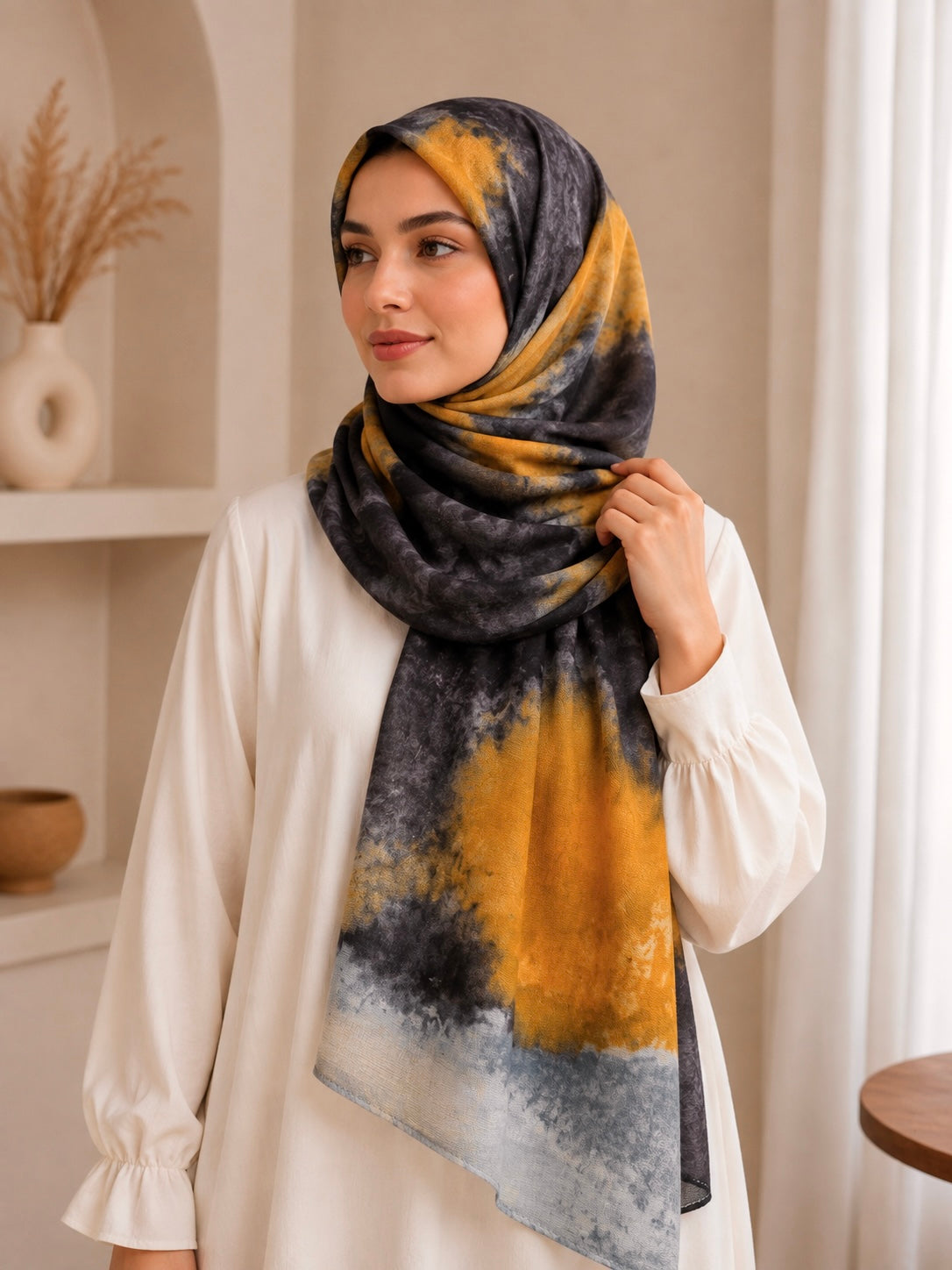 Midnight Sun- Modal Cotton Marble Print Hijab