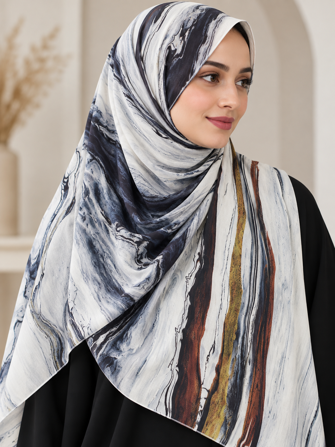 Midnight Blue- Abstract Print CY Cotton Hijab