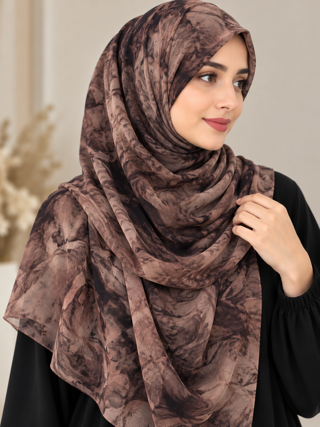 Mocha Marble - Tie Dye Chiffon Hijab