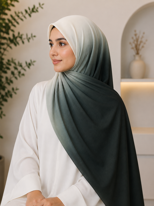 Smoky Sage- Ombre Chiffon Hijab